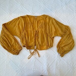 Free People Gold Cropped Top Size XS